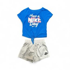 Nike Light Gray & Blue toddler short set